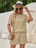 Loose Round Neck Short Sleeved Top+Shorts Sets