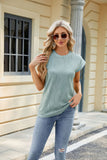 Solid Color Round Neck Loose Short Sleeve T-Shirt Tops