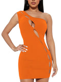 One Shoulder Sleeveless Bodycon Mini Dresses