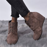 Retro Suede Wedge Heel Boots Shopvhs.com
