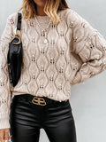 Round Neck Bead Hollow Knitted Sweater Shopvhs.com