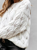 Round Neck Bead Hollow Knitted Sweater Shopvhs.com