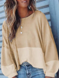 Round Neck Color Block Long Sleeve Casual T-Shirt Shopvhs.com