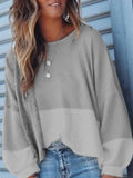 Round Neck Color Block Long Sleeve Casual T-Shirt Shopvhs.com