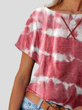 Round Neck Cross Stripe Short Sleeve T-shirt Shopvhs.com