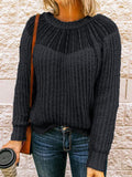 Round Neck Lace Stitching Raglan Sleeve Sweater Shopvhs.com