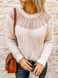 Round Neck Lace Stitching Raglan Sleeve Sweater Shopvhs.com