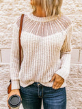 Round Neck Lace Stitching Raglan Sleeve Sweater Shopvhs.com