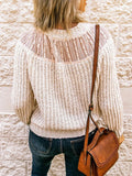 Round Neck Lace Stitching Raglan Sleeve Sweater Shopvhs.com