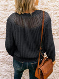 Round Neck Lace Stitching Raglan Sleeve Sweater Shopvhs.com