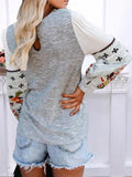 Round Neck Print Stitching Long Sleeve T-Shirt Shopvhs.com