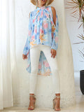 Round Neck Print Sunscreen Chiffon Blouses Shopvhs.com