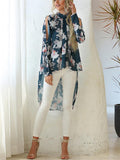 Round Neck Print Sunscreen Chiffon Blouses Shopvhs.com