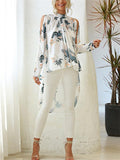 Round Neck Print Sunscreen Chiffon Blouses Shopvhs.com