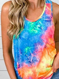 Round Neck Sleeveless Tie-dye Tank Top Shopvhs.com