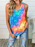 Round Neck Sleeveless Tie-dye Tank Top Shopvhs.com