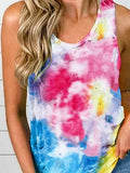 Round Neck Sleeveless Tie-dye Tank Top Shopvhs.com