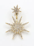Glitter Rhinestone Snowflake Earrings