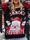 Santa Crew Neck Pullover Long Sleeve Sweater Shopvhs.com