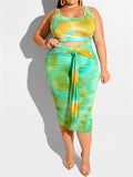 Sexy Print Sleeveless Top Two-Piece Set + Hip Skirt Shopvhs.com