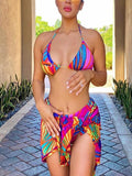 Sexy Printed Strappy Three-piece Swimsuit Shopvhs.com