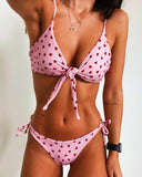 Sexy Sunflower Print Lace Up Split Bikini Set Shopvhs.com