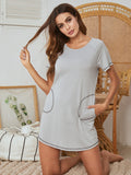 Side Pocket Short Sleeve Nightdress Shopvhs.com
