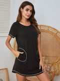 Side Pocket Short Sleeve Nightdress Shopvhs.com