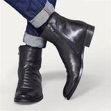 Side Zipper Plus Size Embroidery Pu Boots For Men Shopvhs.com