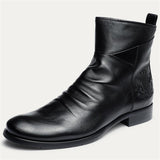 Side Zipper Plus Size Embroidery Pu Boots For Men Shopvhs.com