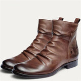 Side Zipper Plus Size Embroidery Pu Boots For Men Shopvhs.com