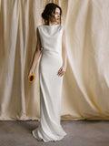 Simple Light Wedding Satin Slim Fit Slim Bridal Backless Trailing Evening Dress Shopvhs.com