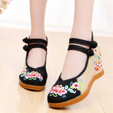 Simple Peony Embroidery High Heel Loafers Shopvhs.com