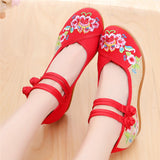 Simple Peony Embroidery High Heel Loafers Shopvhs.com