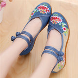 Simple Peony Embroidery High Heel Loafers Shopvhs.com