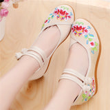 Simple Peony Embroidery High Heel Loafers Shopvhs.com