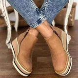 Simple Side Zipper Casual Wedge Heel Grain Leather Ankle Boots Shopvhs.com