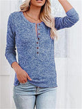 Simple Solid Color Button Casual Long-Sleeved Sweater Shopvhs.com