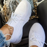 Simple Solid Color Lace-Up Textile Lightweight Breathable Platform Sneakers Shopvhs.com