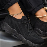 Simple Solid Color Lace-Up Textile Lightweight Breathable Platform Sneakers Shopvhs.com