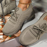 Simple Solid Color Lace-Up Textile Lightweight Breathable Platform Sneakers Shopvhs.com