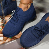 Simple Solid Color Lace-Up Textile Lightweight Breathable Platform Sneakers Shopvhs.com