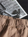 Simple Style Solid Color Loose Cotton Linen Shirt With Big Pockets + Wide-Leg Shorts Shopvhs.com