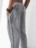 Simple Style Solid Color Straight-Leg Sporty Drawstring Pants Shopvhs.com