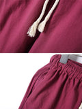 Simple Style Stand Collar Linen 2-Piece Button Fastening Long Sleeve Shirt+ Drawstring Pants Shopvhs.com