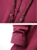 Simple Style Stand Collar Linen 2-Piece Button Fastening Long Sleeve Shirt+ Drawstring Pants Shopvhs.com