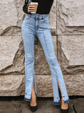 Skinny Wide-leg Denim Trousers Shopvhs.com
