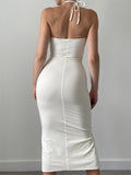 Slim Fit Backless Split Pleated Strapless Dress Shopvhs.com