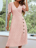 Slim Flower V - Neck Split Dress Shopvhs.com