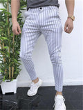 Slim Striped Button Men'S Casual Pants